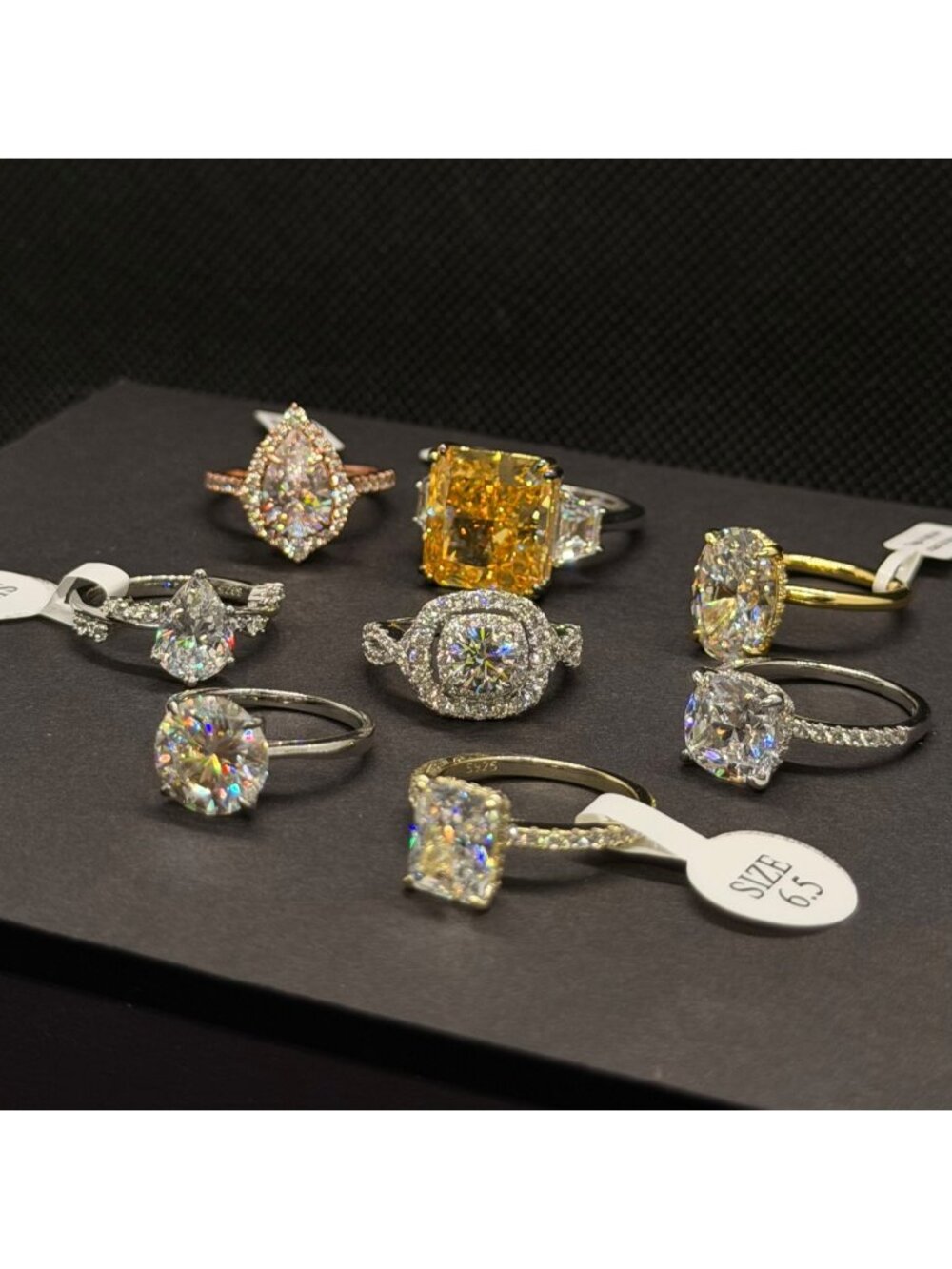 8 pcs Extravagant Faux Engagement CZ Ring Variety Stacking Set